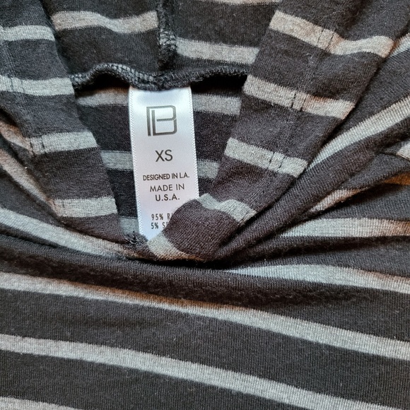 Blanc Noir Hooded Striped Womens Shirt Size XS  Black and Gray - Picture 3 of 7